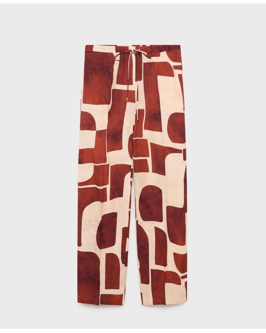 Mango Multicolor Geometric Pattern Fluid Pants