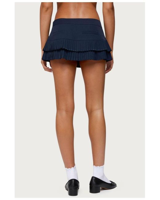 Edikted Blue Double Pleated Mini Skort
