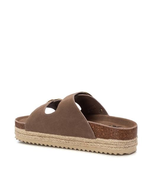 Xti Brown Suede Flat Sandals By