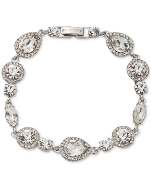 Givenchy Metallic Mixed Crystal Halo Statement Flex Bracelet