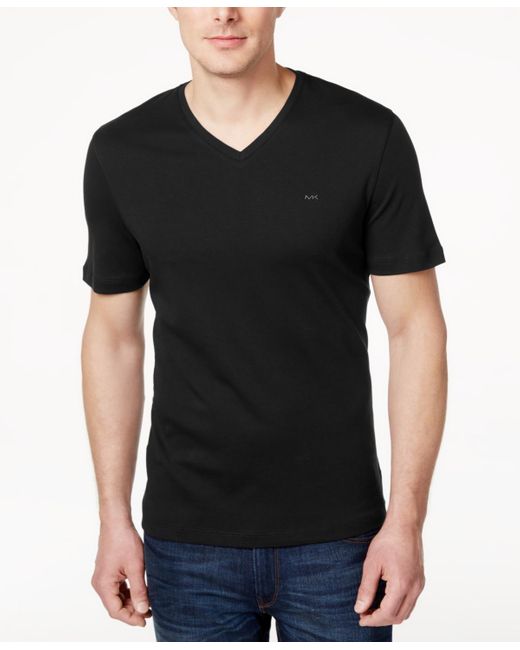 Michael Kors Black V-neck Liquid Cotton T-shirt for men