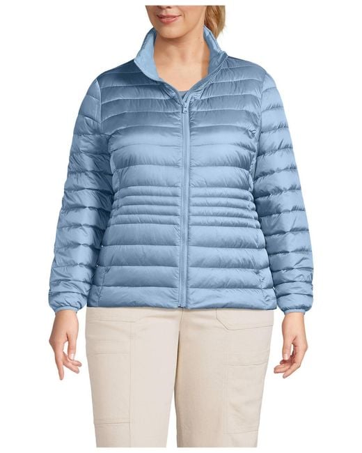 Lands' End Blue Plus Size Wanderweight Packable Down Jacket