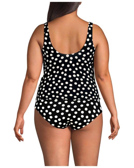 Lands' End Black Plus Size Side Tie Tankini Top