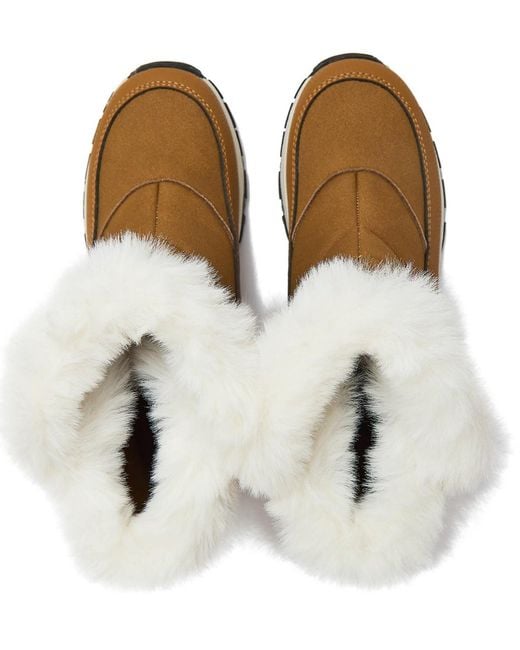 Lands' End Brown Wide Width Expedition Faux Fur Waterproof Puffer Snow Boots