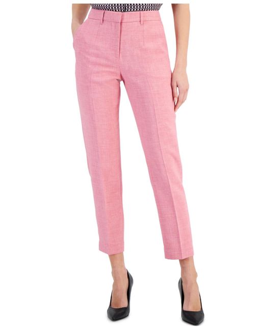 Tahari Pink Slim-fit Side-pocket Ankle Pants
