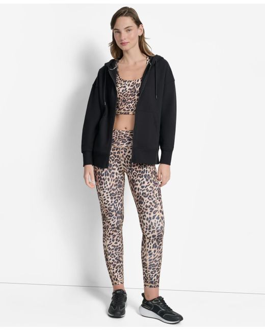 DKNY Black Woven Patch Oversized Full Zip Jacket Hoodie