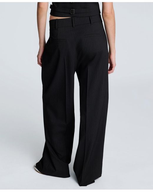 Kenneth Cole Black Pinstripe High-rise Pants