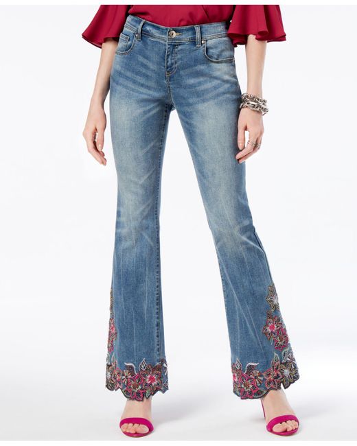 INC International Concepts Blue I.n.c. Petite Embroidered Bootcut Jeans, Created For Macy's