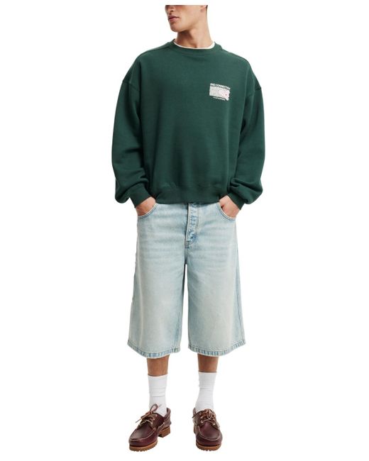 Cotton On Green Box Fit Crew Neck Sweater for men