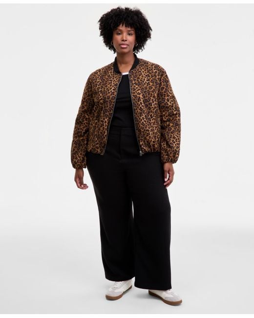 On 34th Multicolor Trendy Plus Leopard-print Bomber Jacket