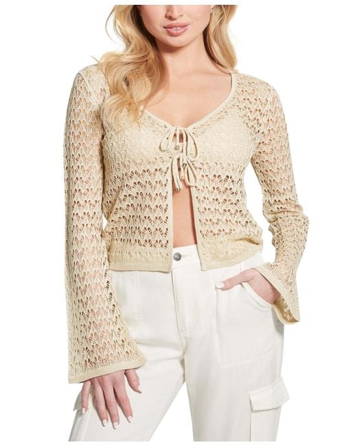 Guess Natural Clarissa Tie-front Cardigan Sweater