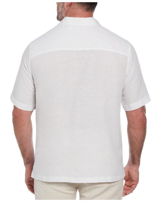 Cubavera White Big & Tall Gradient-stripe Linen Blend Chambray Shirt for men