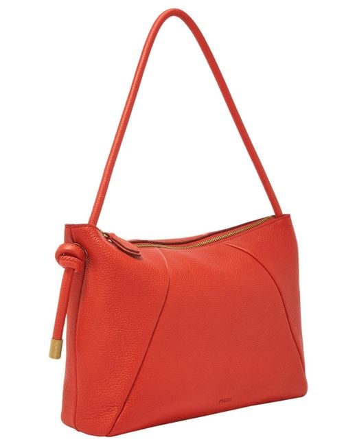 Fossil Red Willa Leather Medium Shoulder Bag