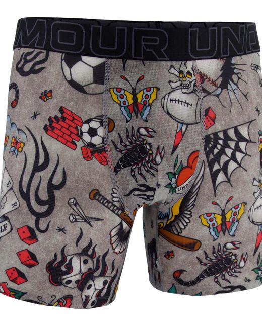 Under Armour Gray Printed Performance Tech Mesh 6" Boxer Briefs for men