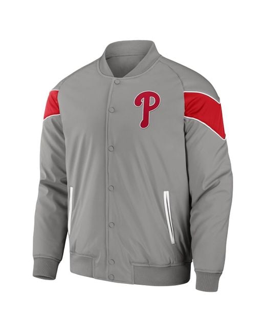 Fanatics Gray Darius Rucker Collection By Philadelphia Phillies Baseball Raglan Full-snap Jacket for men
