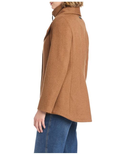 Vince Camuto Blue Short Wool Coat With Fixed Bib