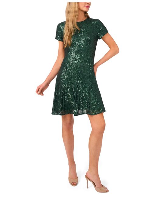 green emerald velvet dress CeCe Ruffle Neck Godet Dress Lush Green 2 at Amazon Women's Clothing store