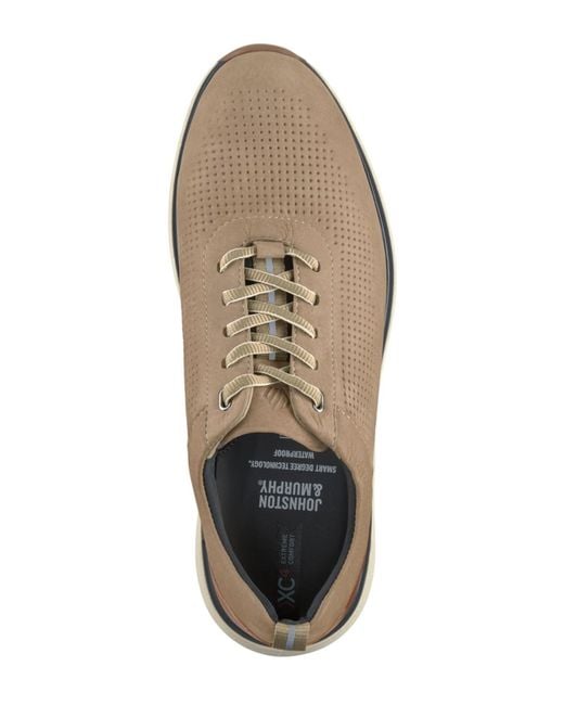 Johnston & Murphy White Round Toe Nubuck Sneakers for men