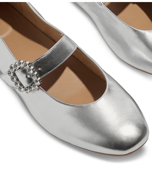 Fitflop White Delicato Crystal-buckle Metallic-leather Mary Jane Flats