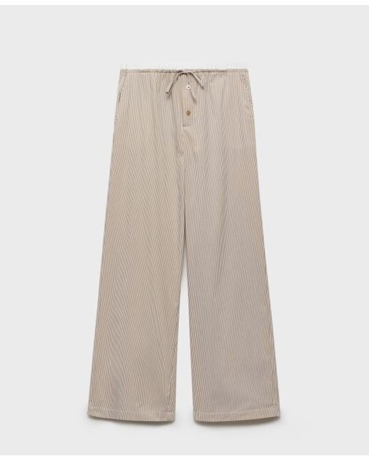 Mango Natural Elastic Detail Striped Pajama Pants