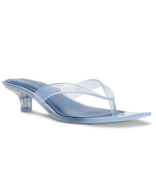Steve Madden Blue Tracie-j Kitten-heel Jelly Thong Sandals