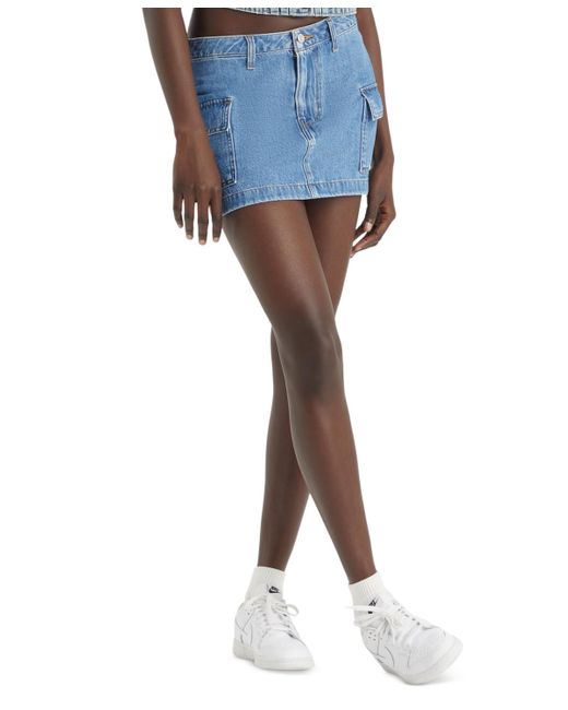 Levi's Blue Cotton Cargo-pocket Mid-rise Mini Skirt