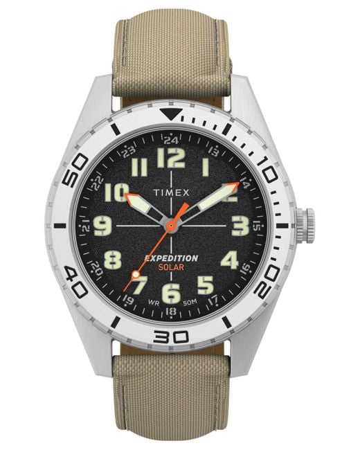 Timex Gray Expedition Field Analog Solar Material Strap 43mm Round Watch for men