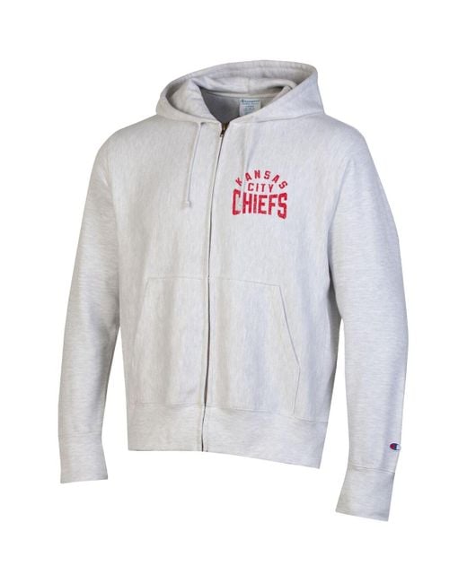 Champion Gray Kansas City Chiefs Reverse Weave Full-zip Hoodie for men