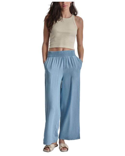 DKNY Blue Pull-on Wide-leg Ankle Pants