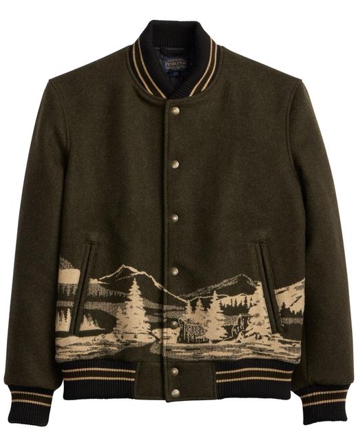 Pendleton Green Varsity Long-sleeve Jacket for men