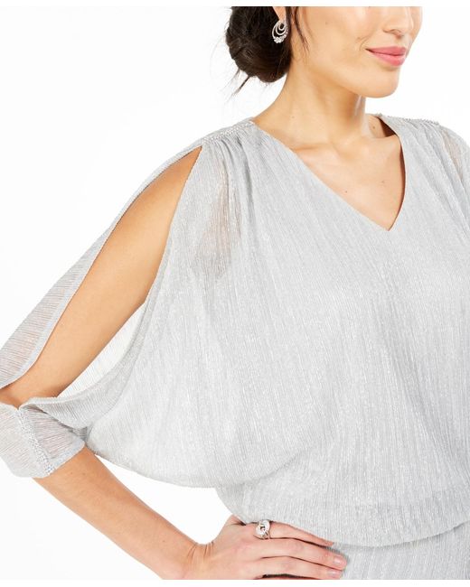 Msk Metallic Petite Embellished Cold-shoulder Top