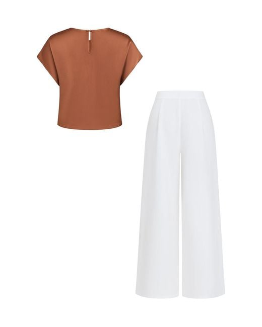 CUPSHE White Crew Neck Long Pants Set