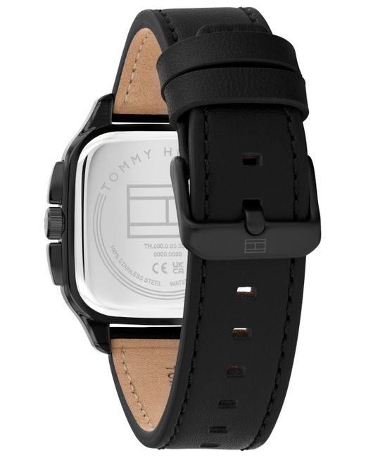 Tommy Hilfiger Black Multifunction Leather Strap Watch for men
