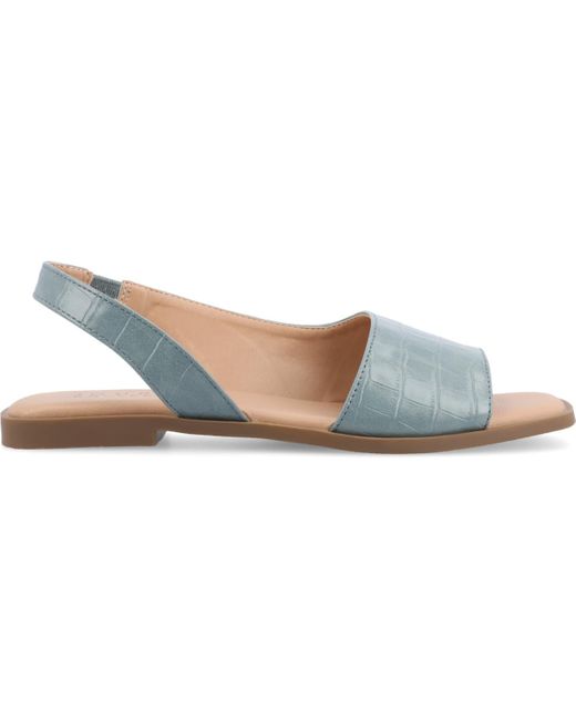 Journee Collection Blue Brinsley Teture Slingback Flat Sandals