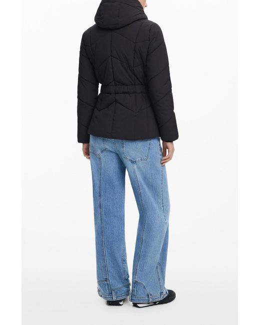 Desigual Blue Belted Padded Jacket