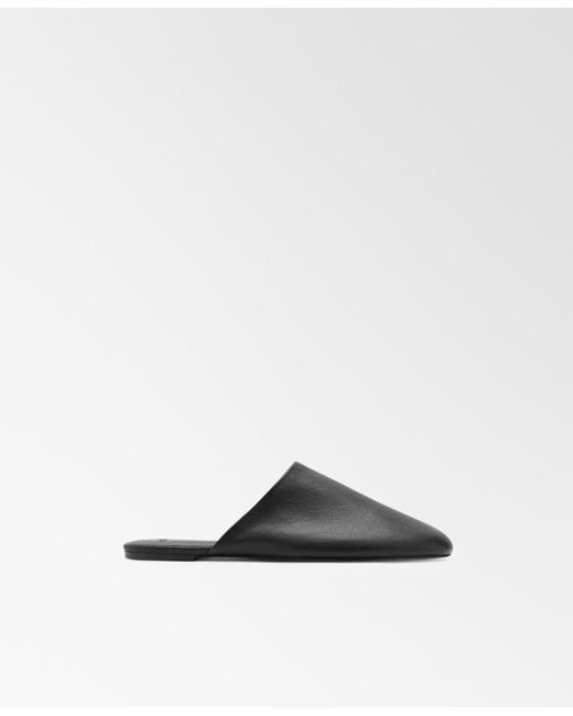 Mango White Leather Mule Slippers
