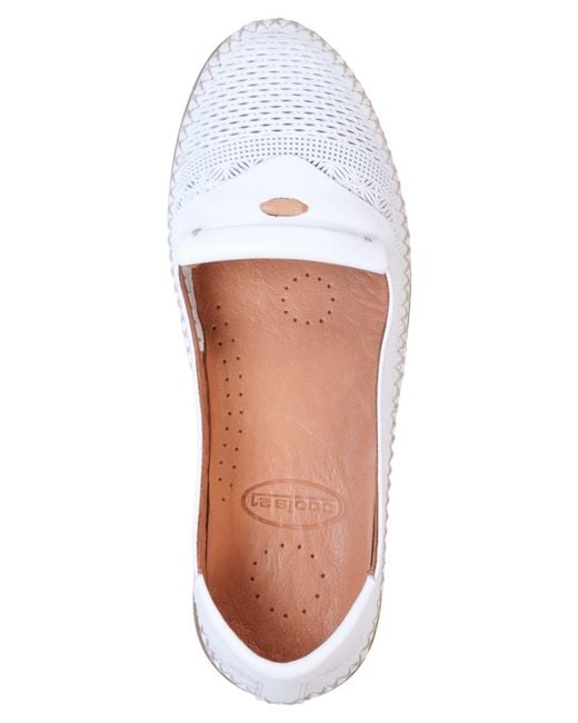 Cools 21 White Ginger Perforated Leather Flats