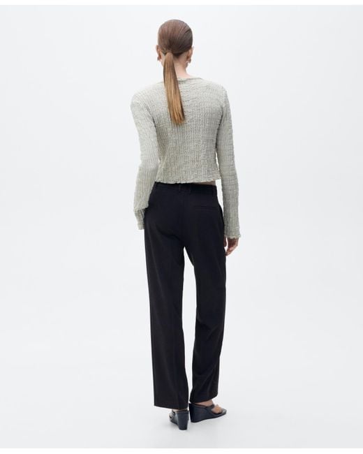 Mango Blue Straight-fit Pleated Trousers Pants