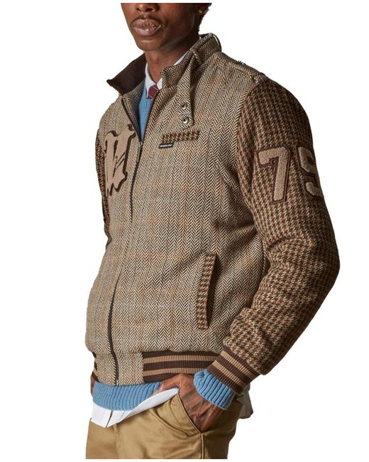 Members Only Brown Tweed Varsity Jacket for men