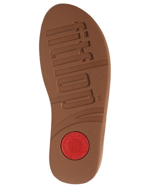 Fitflop Brown Fino Crystal Chain Leather Toe-post Sandals