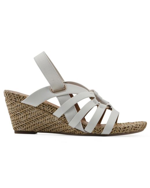 White Mountain Metallic Ataps Round Toe Wedge Sandals