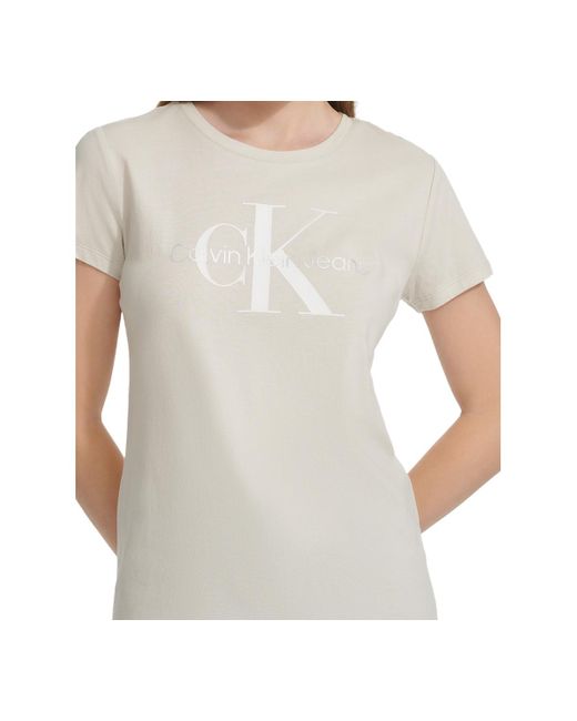 Calvin Klein White Crewneck Short-sleeve Foiled-logo T-shirt