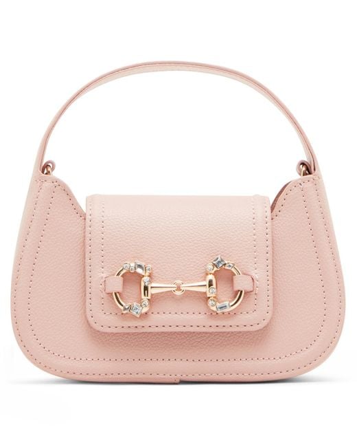 Anne Klein Pink Crystal Horsebit Top Handle Small Crossbody Bag