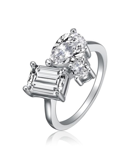 Genevive Jewelry White Sterling Silver Gold Plated