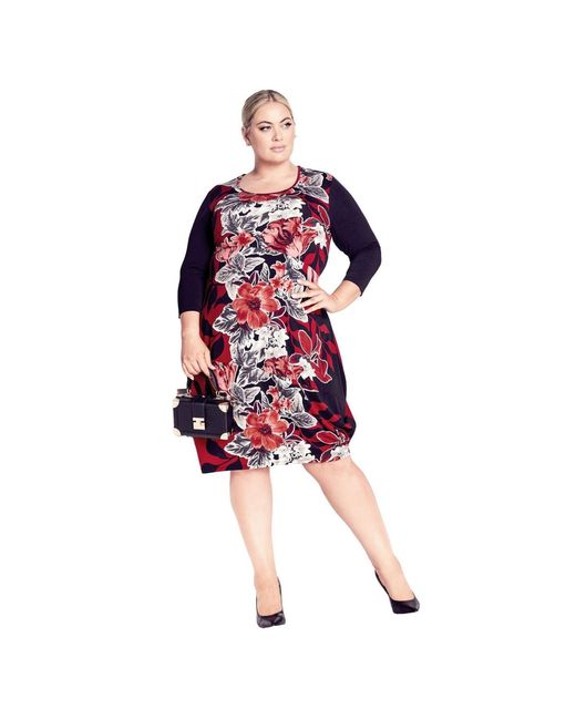 Avenue Red Plus Size Chelsea Placement Dress