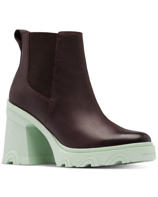 Sorel Leather Brex Heel Lug Sole Chelsea Boots in Brown | Lyst