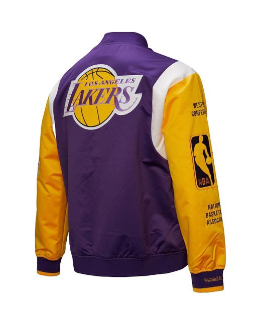 Mitchell & Ness Blue And Los Angeles Lakers Vintage Team Origins Satin Full-snap Jacket