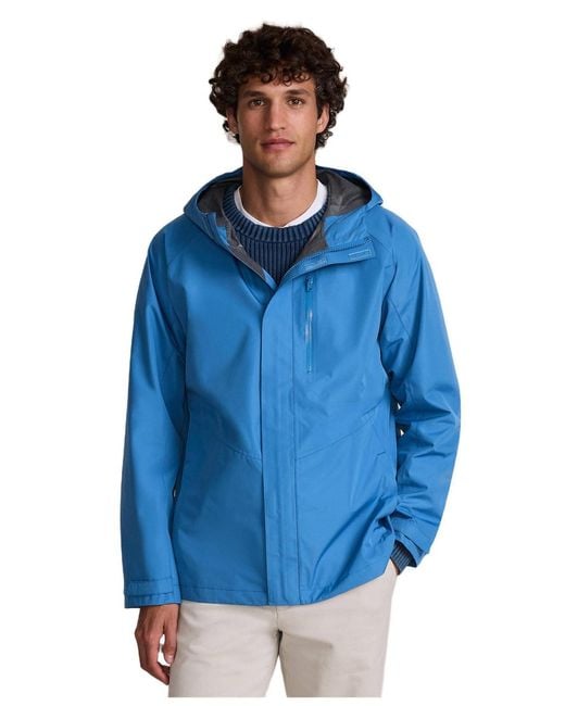 Lands' End Blue Squall Waterproof Packable Rain Jacket for men