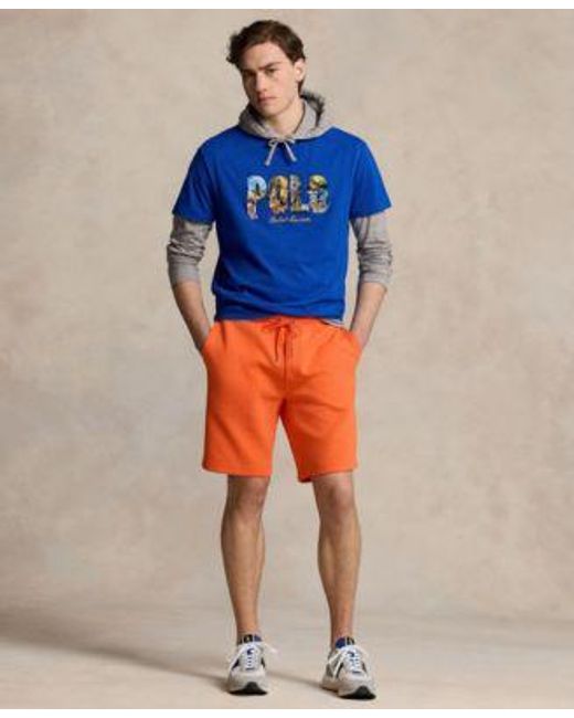 Polo Ralph Lauren Orange Hooded T Shirt Jersey T Shirt Double Knit Shorts Sneakers for men