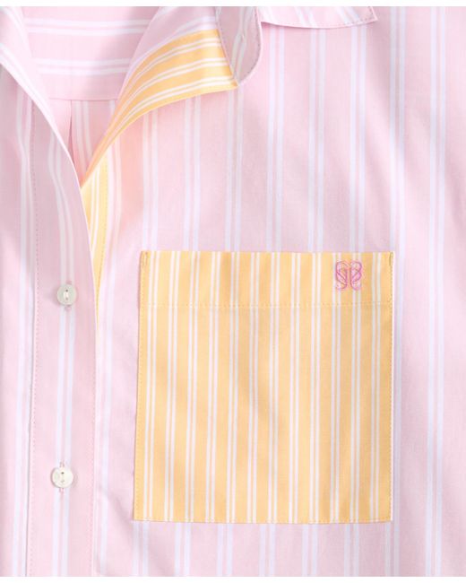 State Of Day Pink Colorblocked Striped Boxer Pajama Set